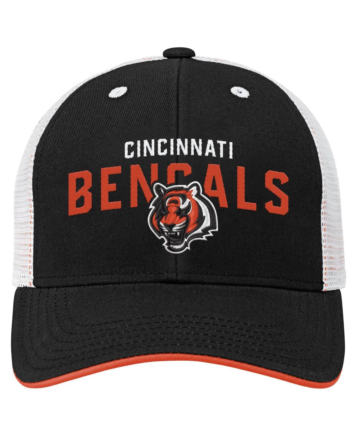 Outerstuff Big Boys And Girls Black Cincinnati Bengals Core Lockup Trucker Adjustable Hat In Animal Print