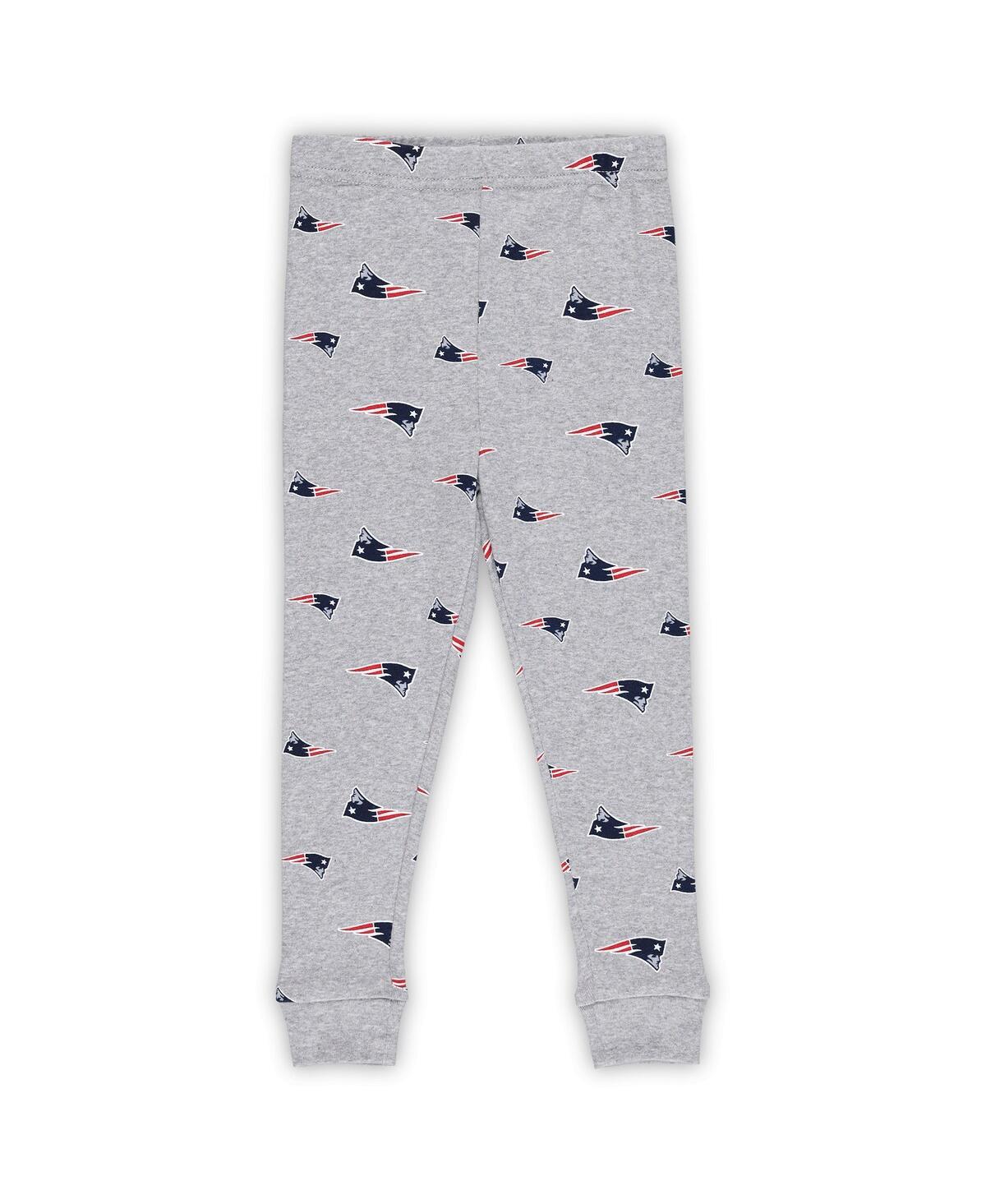 Outerstuff Preschool 2-piece Heather Gray New England Patriots Long Sleeve T-shirt And Pants Sleep Set In Gray