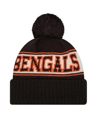 Big Boys and Girls Black Cincinnati Bengals Retro Cuffed Knit with Pom Hat