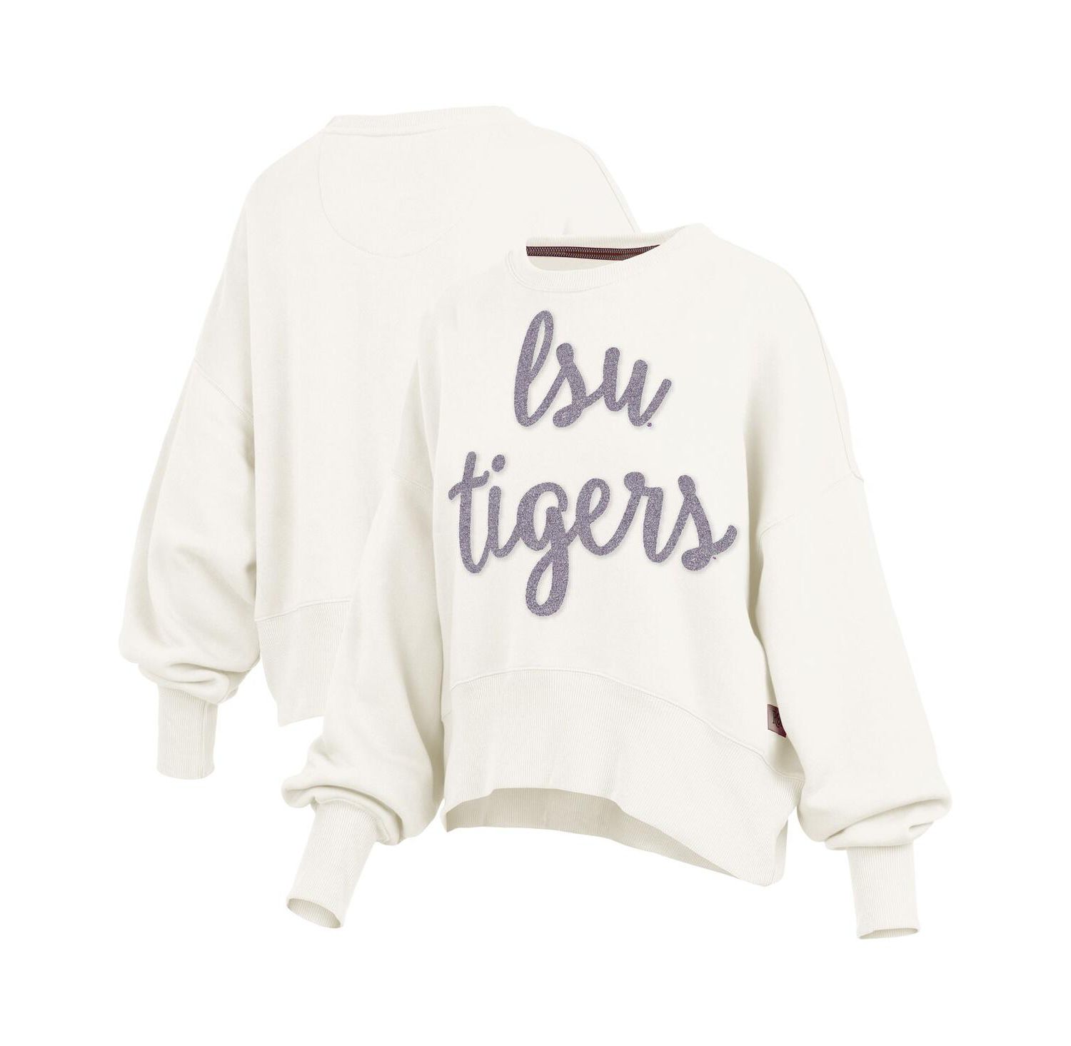 Women's Cream LSU Tigers Chelsea Oversized Pullover Sweatshirt