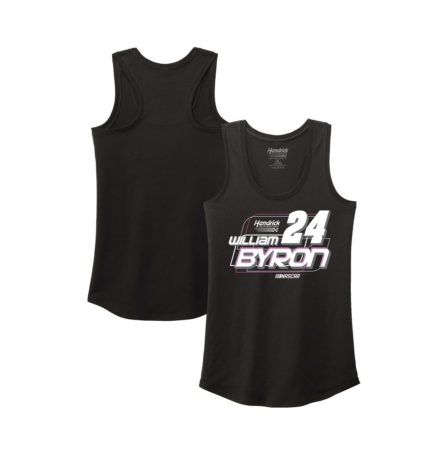 Женский топ Hendrick Motorsports Team Collection Black William Byron Name & Number Racerback Tri-Blend — фото 1