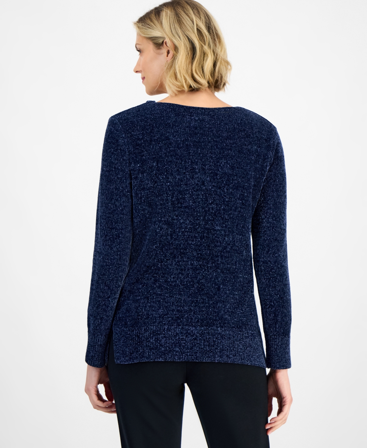 Jm Collection Women's Cowl-neck Chenille Sweater, Macy's Exclusive In Blue