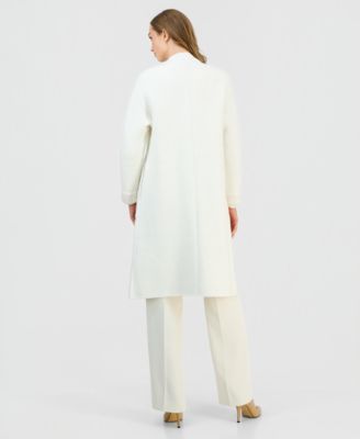 Petite Shawl-Collar Kissing-Front Long Cardigan