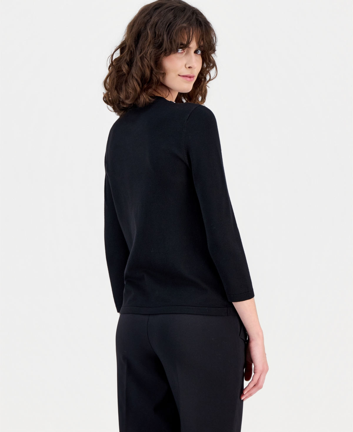 Anne Klein Women's Embellished Bow 3/4-Sleeve Sweater