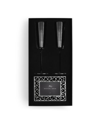 Reflective Champagne Flute and Heart Frame Set