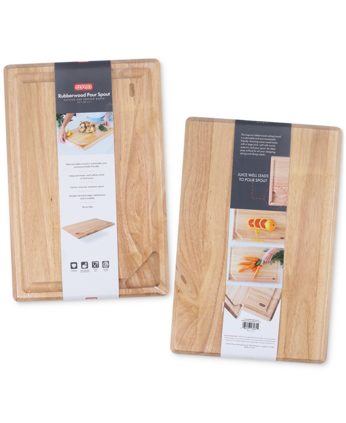 Dexas Rubberwood Pour Spout Board, 12" x 18"