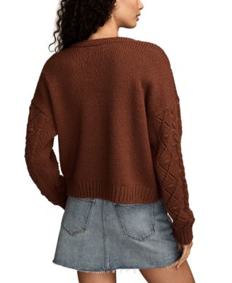 Women's Cropped Cable Cardigan Sweater