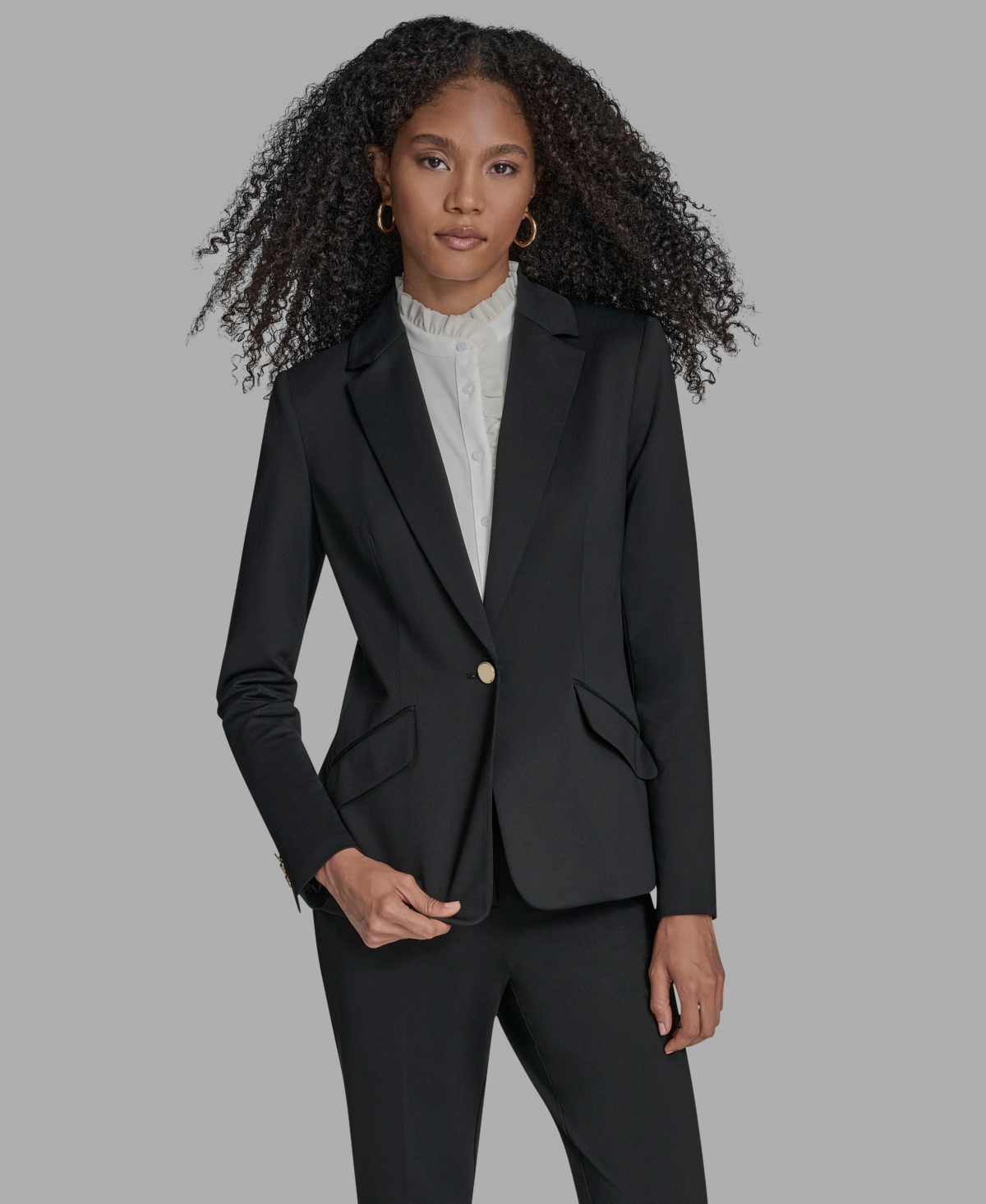 Bcbg Women's Padded Shoulder Open Front Jacket In Multi