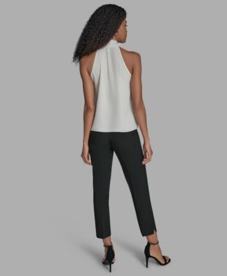 Women's Sleeveless Tie Neck Blouse