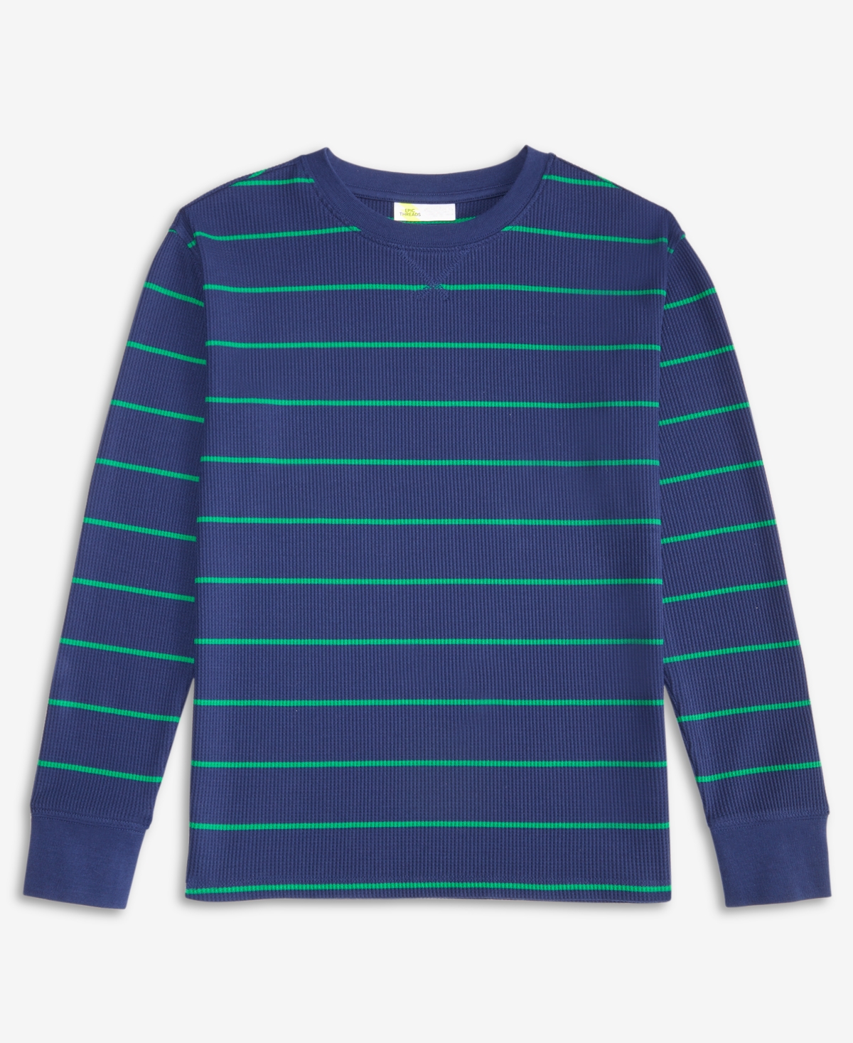 Epic Threads Boys 5-20 Striped Thermal Crewneck T-shirt, Macy's Exclusive In Blue