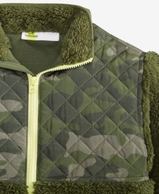 Boys' Toddler 2T-4T Multi-Color Faux-Sherpa Long-Sleeve Jacket