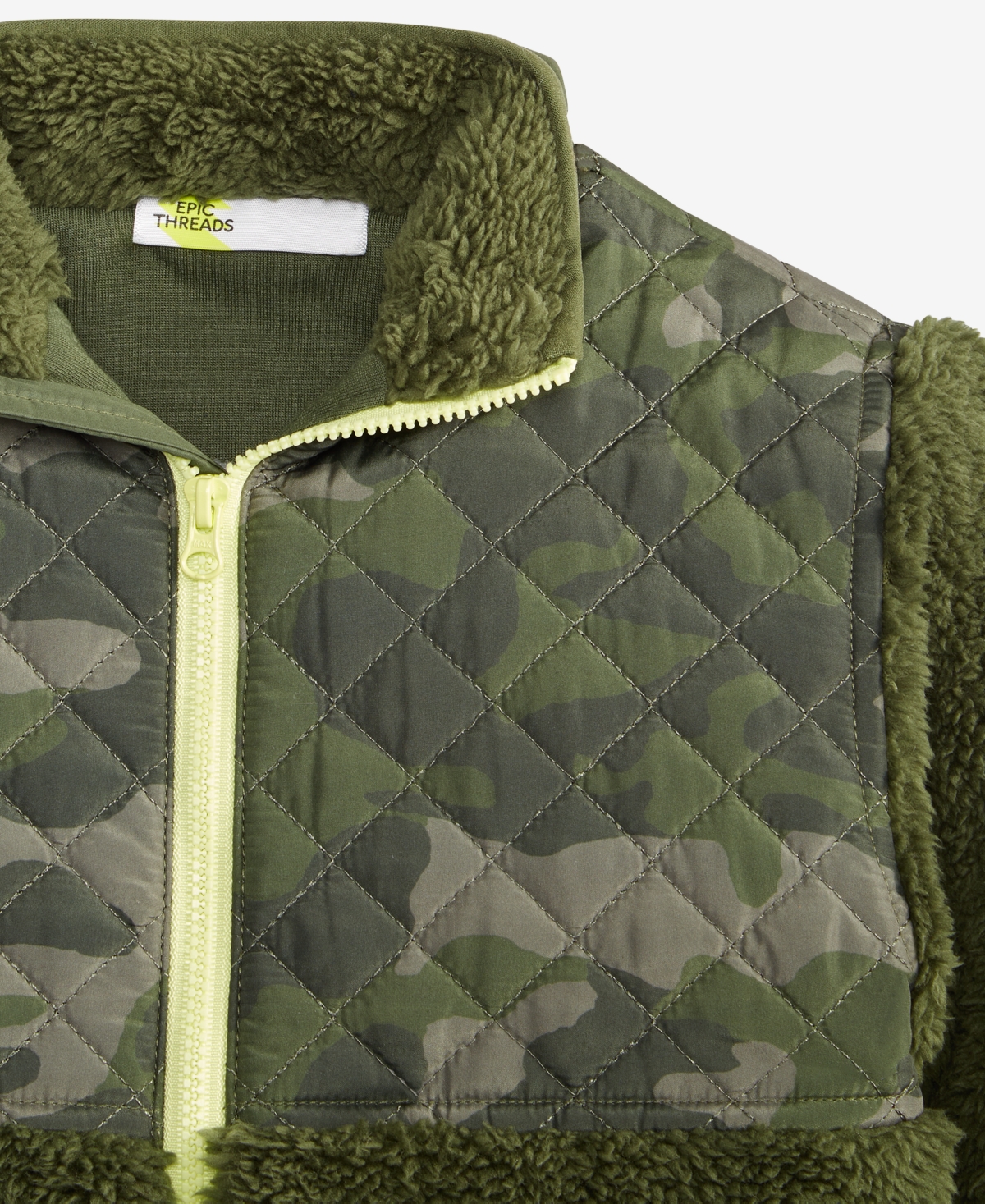 Epic Threads Boys Toddler 2t-4t Camo Faux-sherpa Jacket, Macy's Exclusive In Green