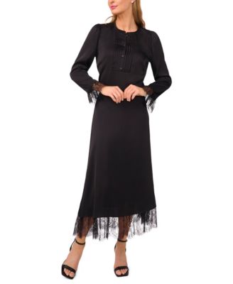 Cece Womens Button Down Blouse Lace Midi Skirt In Black