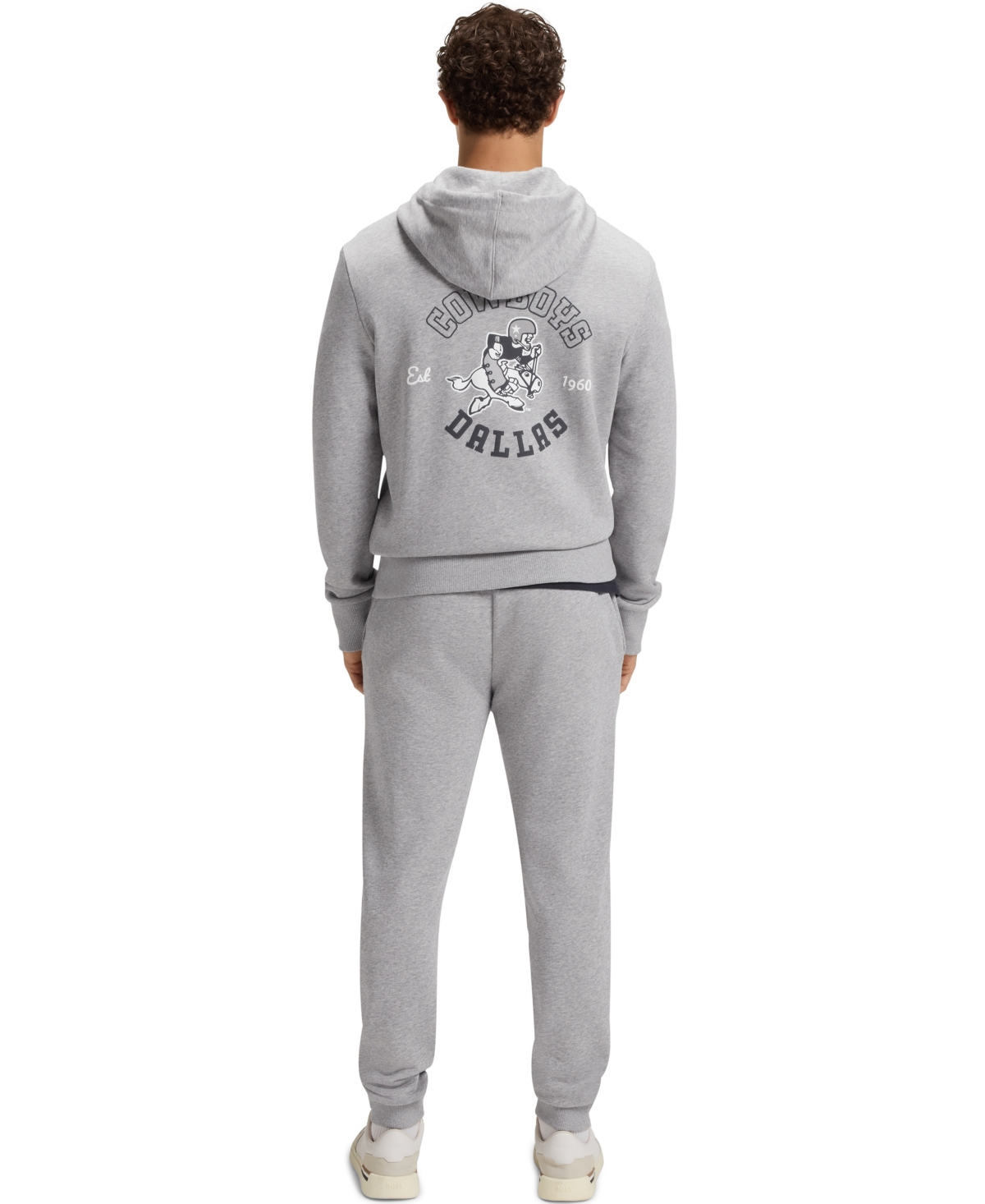 Hugo Boss X Dallas Cowboys Zip-up Hoodie With Alternative Logo In Gray