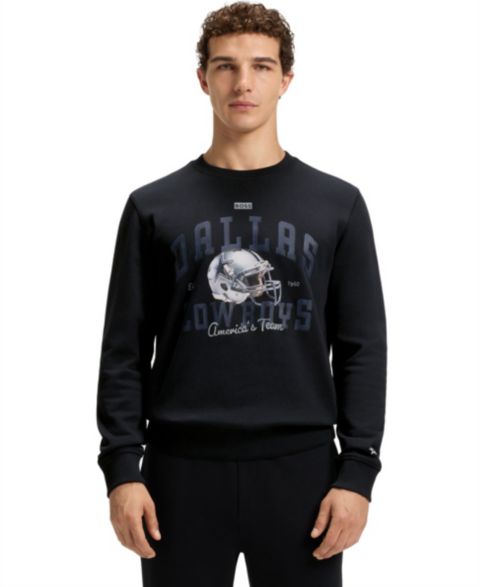 Мужской свитшот Hugo Boss BOSS x Dallas Cowboys Helmet Graphic, цвет: Тёмный синий