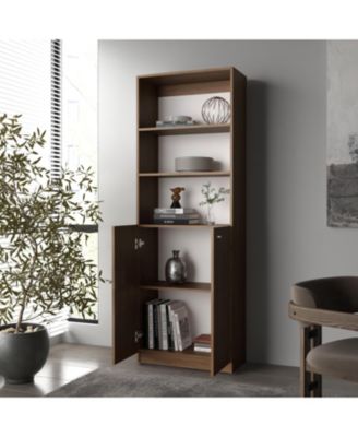 Beyerville Bookcase with Open Shelves and 2-Door Cabinet for Living Room or Office