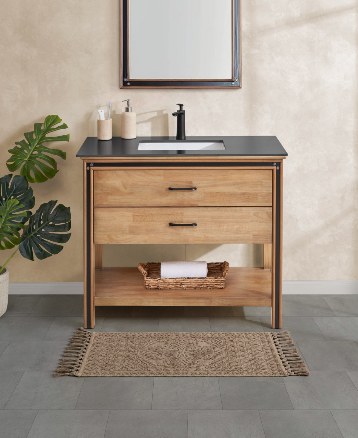 French Connection Nellore Fringe Cotton 20" X 38" Bath Rug In Brown