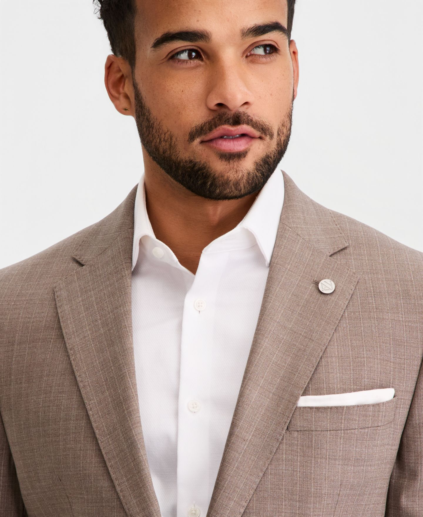 Мужские куртки Ted Baker Modern-Fit Wool-Blend Tan Pinstripe Suit Separates, цвет: Бежевый — фото 3