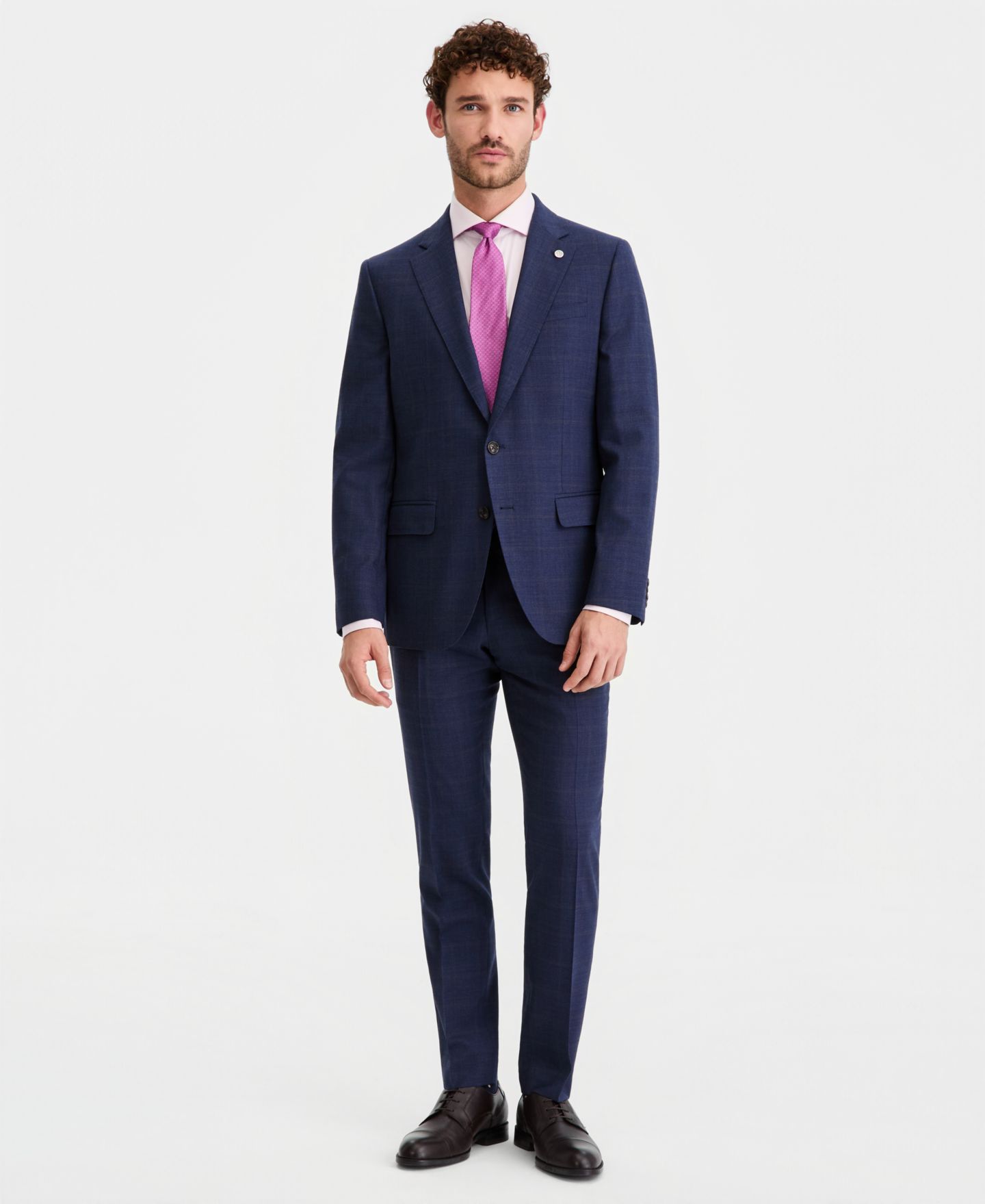 Мужские куртки Ted Baker Modern-Fit Wool-Blend Windowpane Suit Separates, цвет: Синий коричневый — фото 2