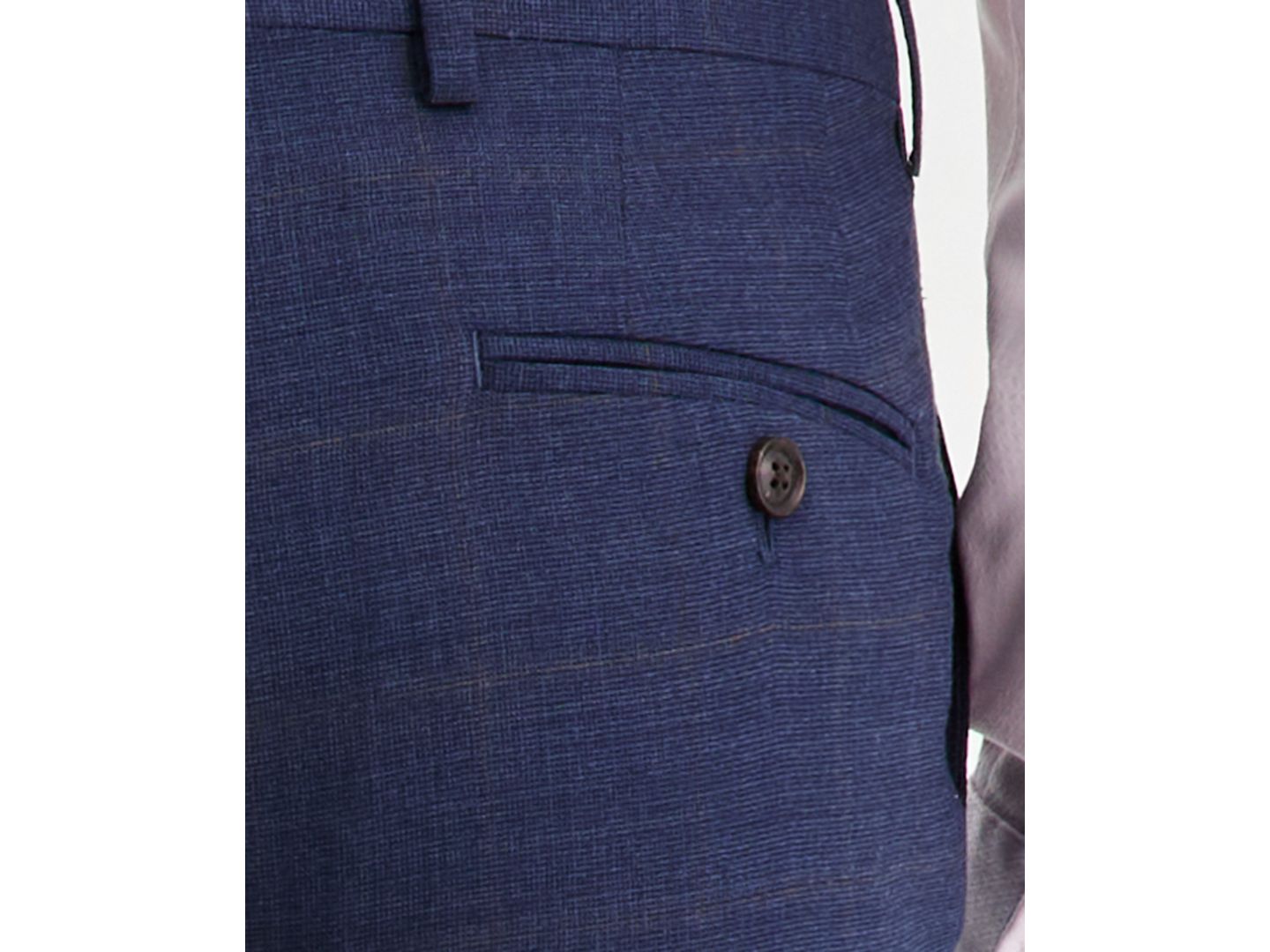 Мужские брюки Ted Baker Modern-Fit Wool-Blend Windowpane Suit Separates, цвет: Синий коричневый — фото 4