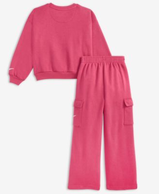 Toddler and Little Girls 2-Piece Essentials Crewneck and Cargo Pants Set