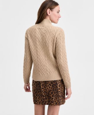 Women's Mock-Neck Cable Sweater, Created for Macy's