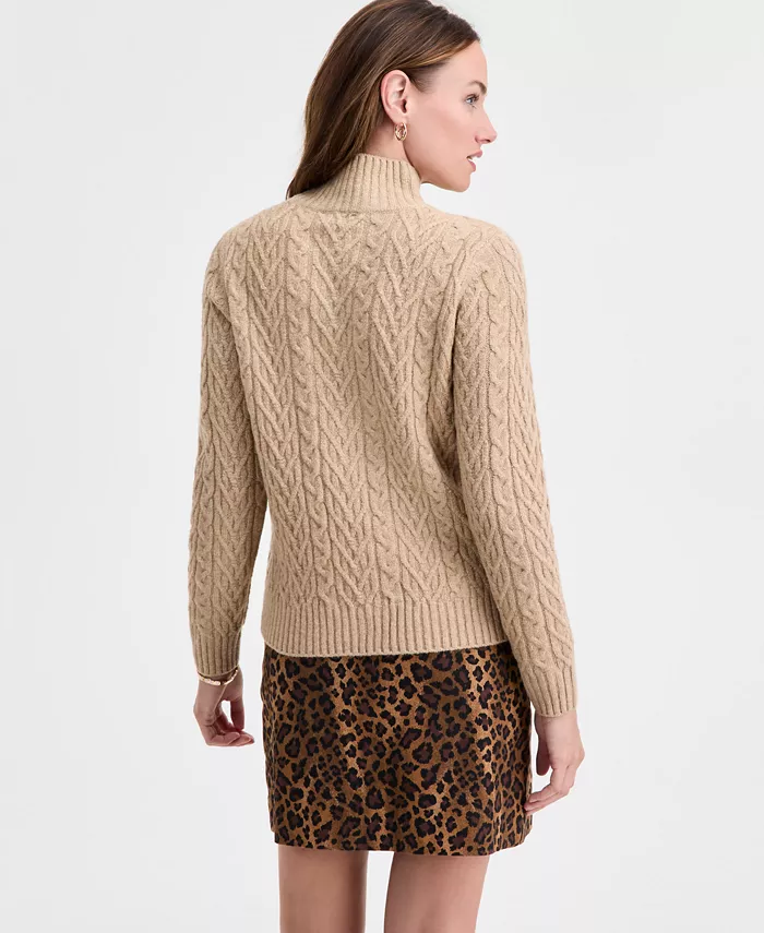Women's Mock-Neck Cable Sweater - thumbnail 2
