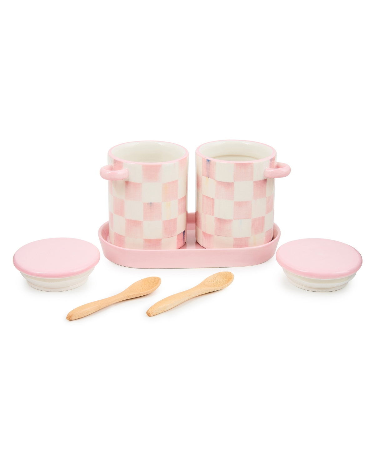 Mackenzie-childs Rosy Check Farmhouse Canisters, Set Of 2 In Multi