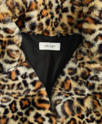 Women's Woven Sketchy Leopard-Print Faux-Fur Coat, Macy's Exclusive