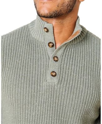 Men's Organic Mock Neck Cardigan Stitch Sweater