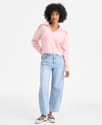 On 34th - Collared V-Neck Brushed Sweater