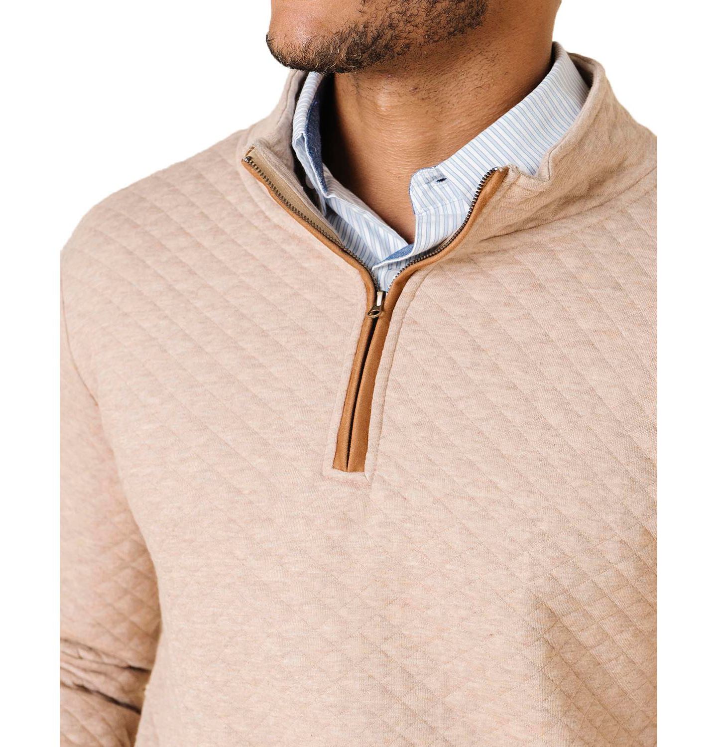 Мужской свитер Hope & Henry Quilted Half Zip Pullover, цвет: Верблюжий меланжевый — фото 2