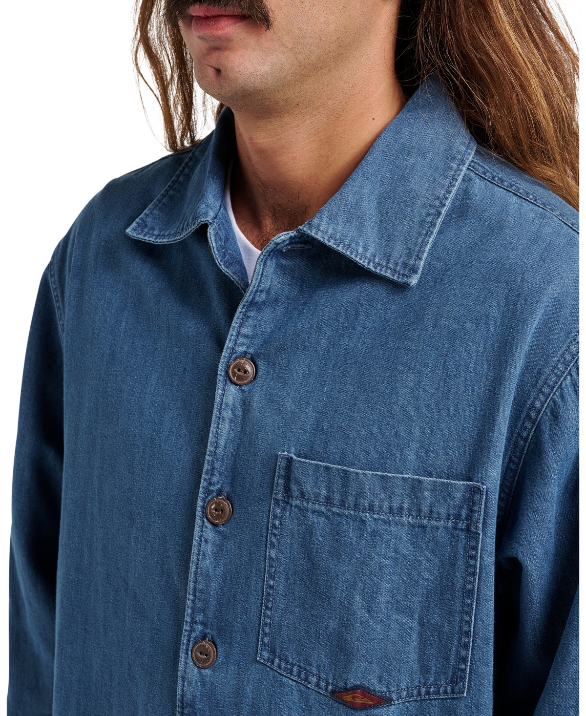 Quiksilver Denim Button-up Overshirt In Blue
