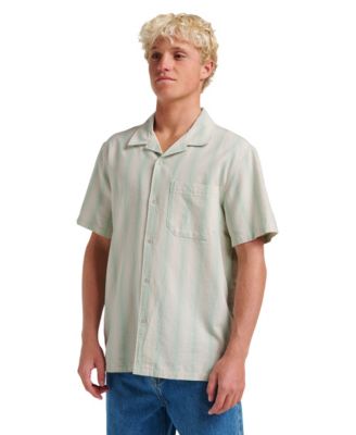 Men's Oxford Stripe Casual Short Sleeve Shirt