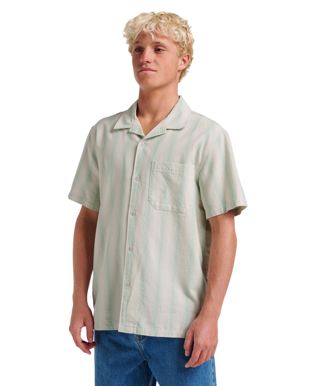 Quiksilver Men's Oxford Stripe Casual Short Sleeve Shirt In Multi