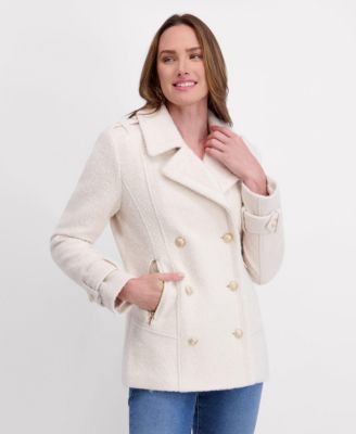 Women's Boucle Peacoat with Gold Accents