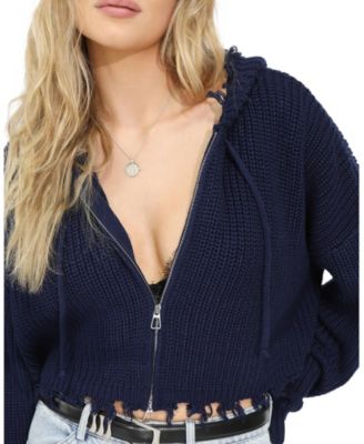 Women's Another Love Fringe Knit Zip Cardigan