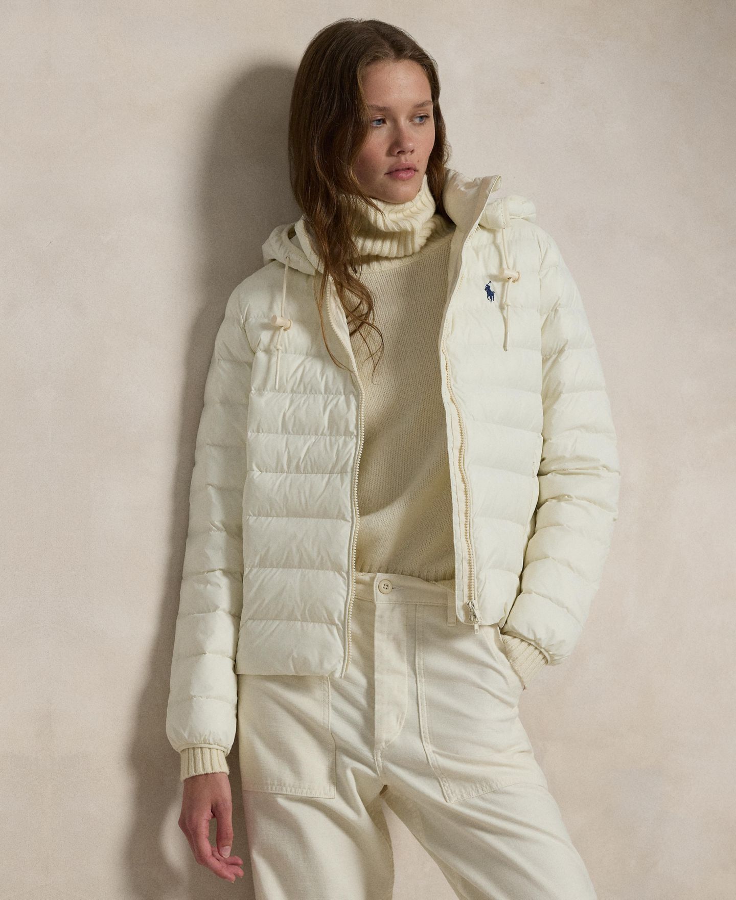 Женская куртка Polo Ralph Lauren Water-Resistant Packable Hooded, цвет: Кремовый — фото 1