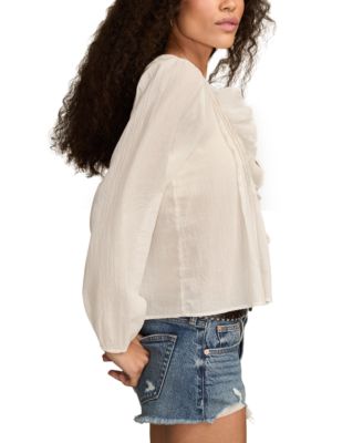 Women's Long Sleeve Ruffle Flyaway Top