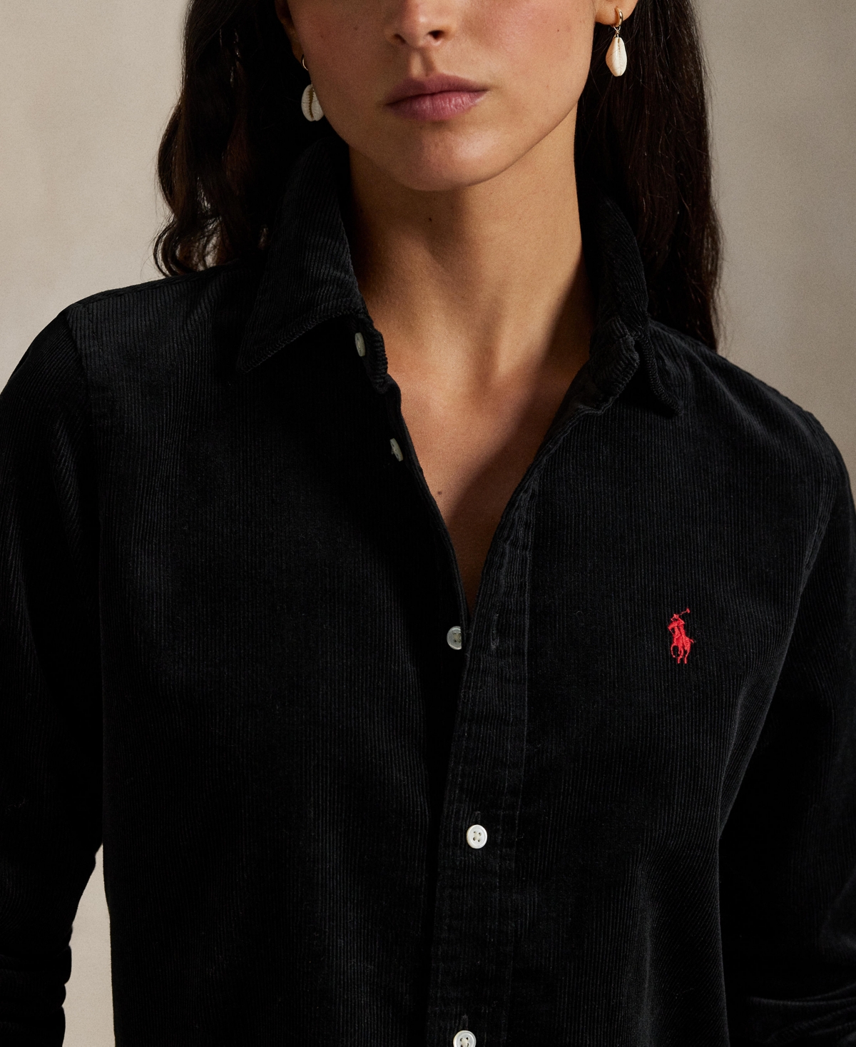 Polo Ralph Lauren Women's Classic-fit Cotton Corduroy Shirt In Black