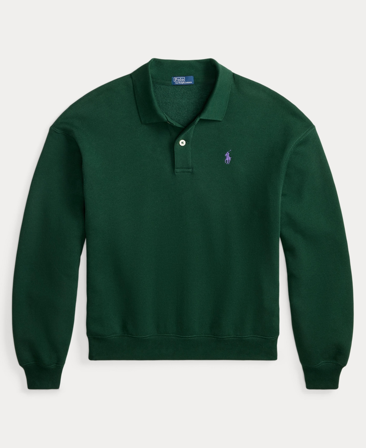 Polo Ralph Lauren Cotton Blend Fleece Polo Sweatshirt In Green