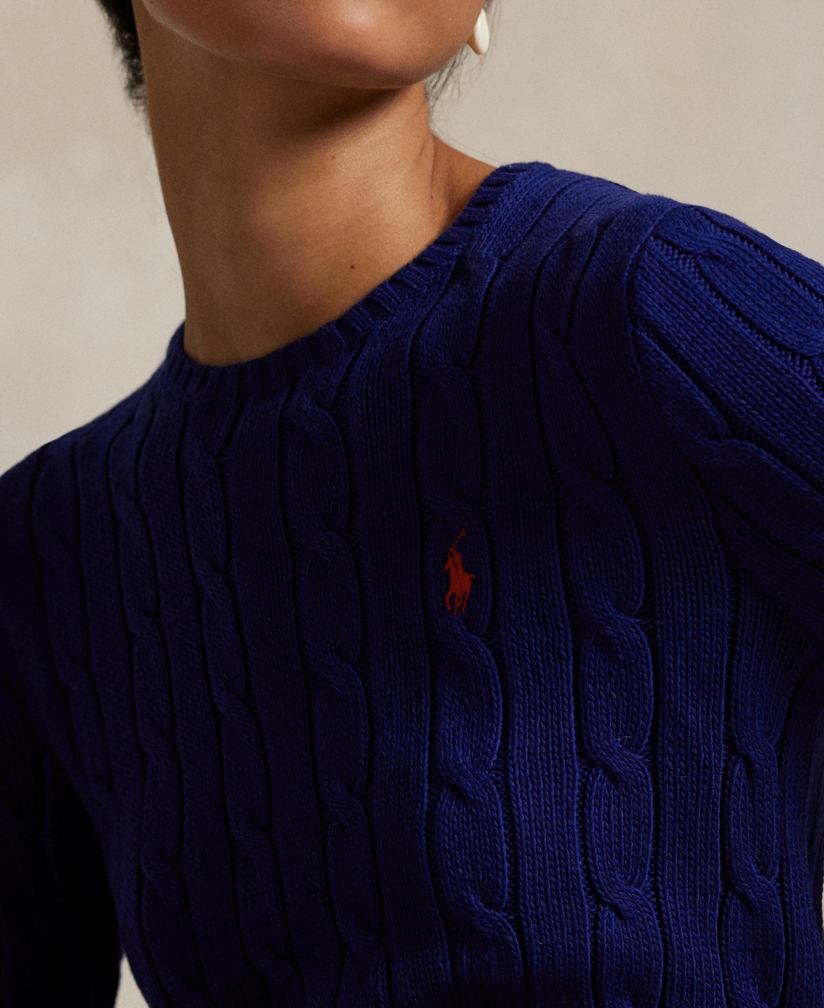 Polo Ralph Lauren Women's Cable-knit Cotton Crewneck Sweater In Blue