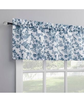 Elodie Tonal Botanical Semi-Sheer Rod Pocket Kitchen Curtain Valance