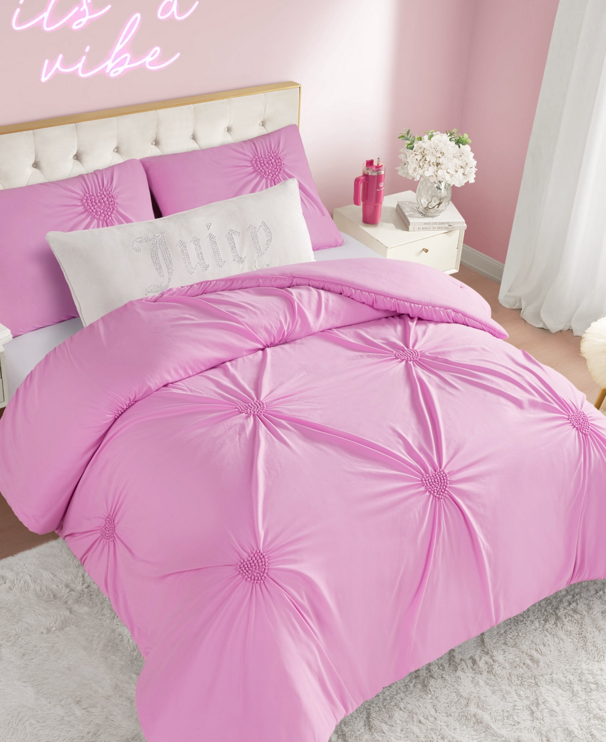 Juicy Couture Amora Gathered Heart 3-pc. Comforter Set, Full/queen In Pink
