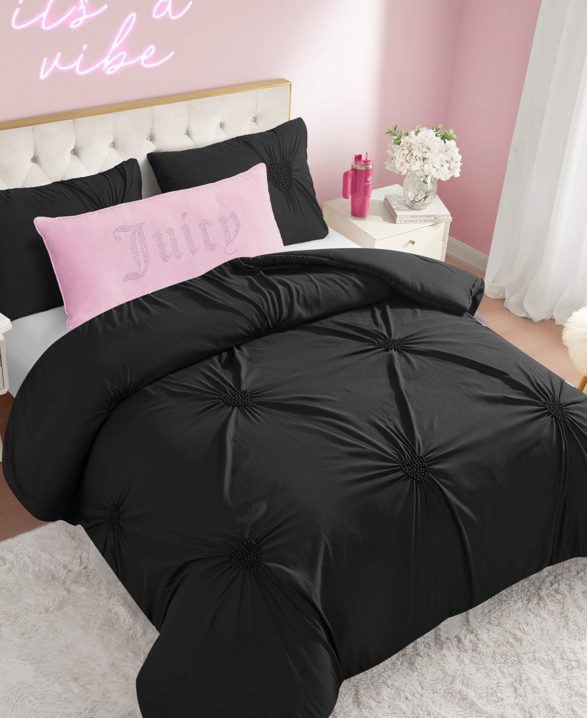 Juicy Couture Amora Gathered Heart 3-Pc. Comforter Set