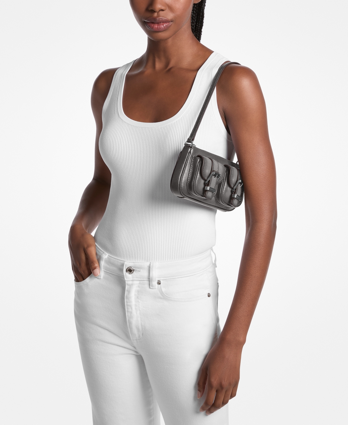 Michael Kors Zoe Small Convertible Pouchette Bag In Gray