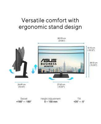 VA34VCPSR 34" 21:9 UWQHD 100Hz USB-C Docking Curved VA LED Monitor, Black