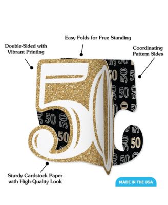 Freestanding 3D Gold 50th Birthday Centerpiece Table Decorations - 8 Count
