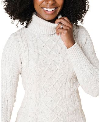 Women's Organic Long Sleeve Turtleneck Cable Sweater Dress