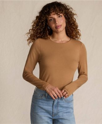 Women's Lightweight Jersey Skimming Long Sleeve Crew Neck T-shirt